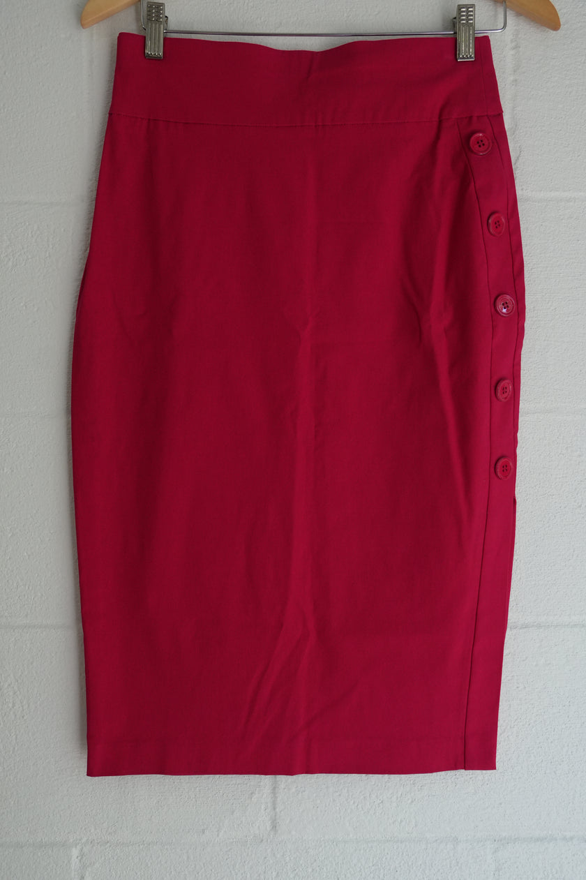 7th Avenue Design Studio Fuchsia Pencil Skirt with Side Buttons Size Small
