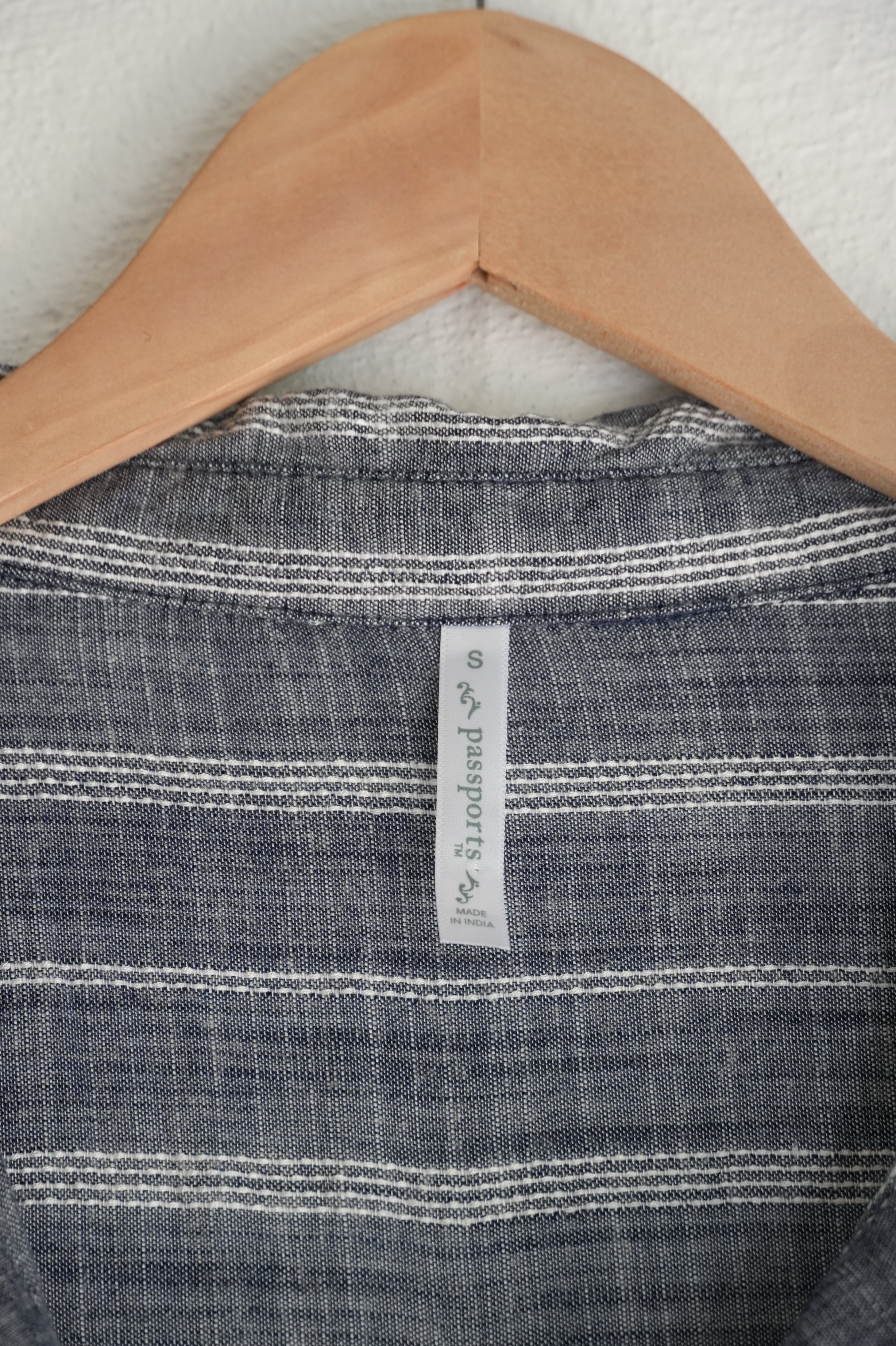 Passports Gray & White Striped Tunic Dress with Roll-Tab Sleeves and Wood Buttons Size Small