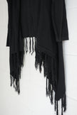 BEAR DANCE Black Fringe Hem Asymmetrical Waterfall Cardigan Size Medium