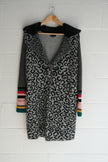 Dor Dor Couture Leopard Knit Cardigan Coat with Faux Fur Collar & Striped Cuffs Size Small