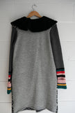 Dor Dor Couture Leopard Knit Cardigan Coat with Faux Fur Collar & Striped Cuffs Size Small