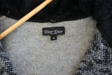 Dor Dor Couture Leopard Knit Cardigan Coat with Faux Fur Collar & Striped Cuffs Size Small