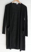 Sheer Black Long Knit Cardigan with Pockets Size Small