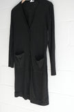 Sheer Black Long Knit Cardigan with Pockets Size Small