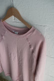 Jockey Pale Pink Raglan Crewneck Sweatshirt Size Small Sleeves have thumb holes
