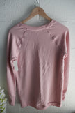 Jockey Pale Pink Raglan Crewneck Sweatshirt Size Small Sleeves have thumb holes
