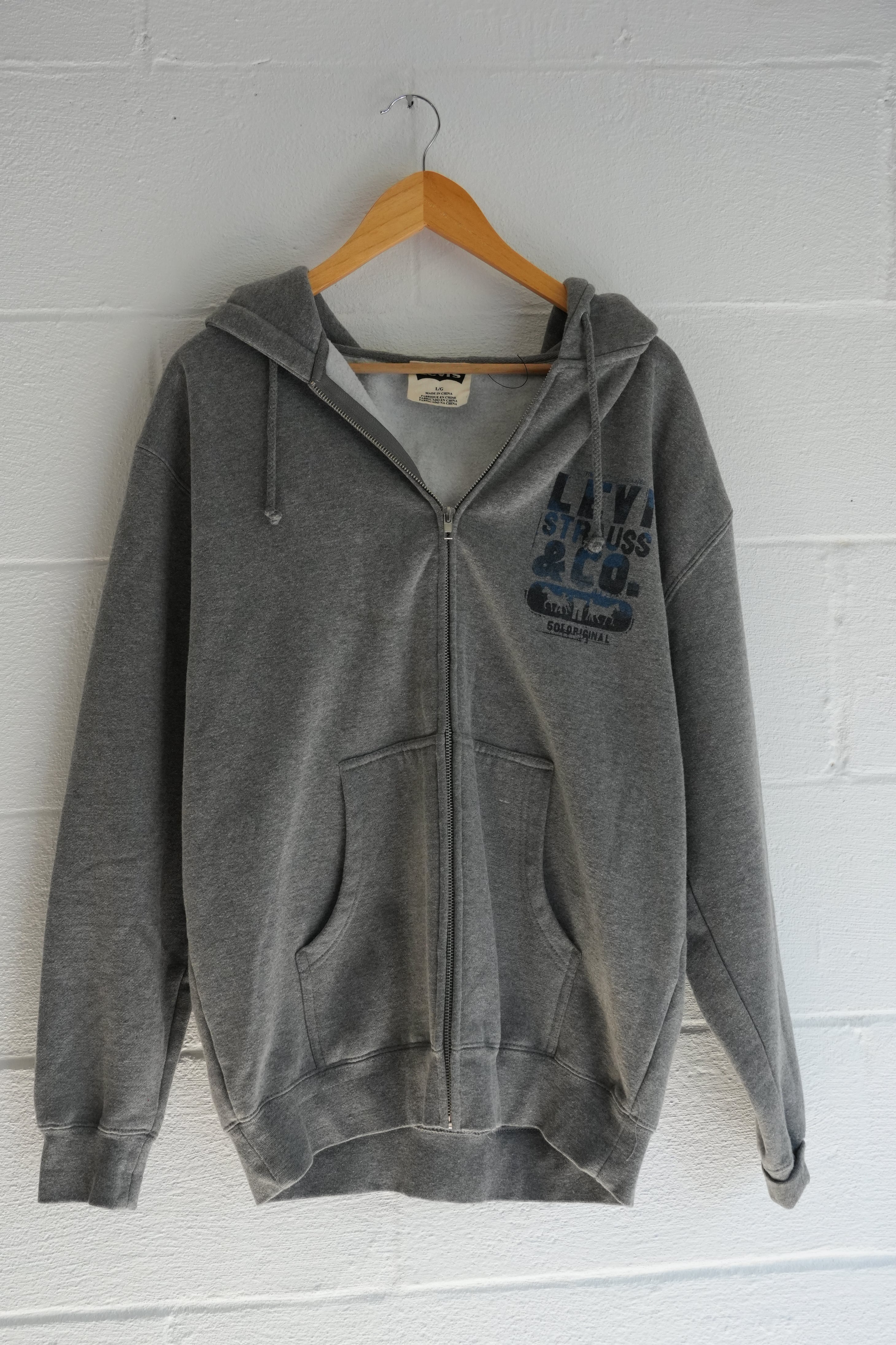 Levi Strauss & Co. Gray Vintage Logo Full-Zip Hoodie Size Large
