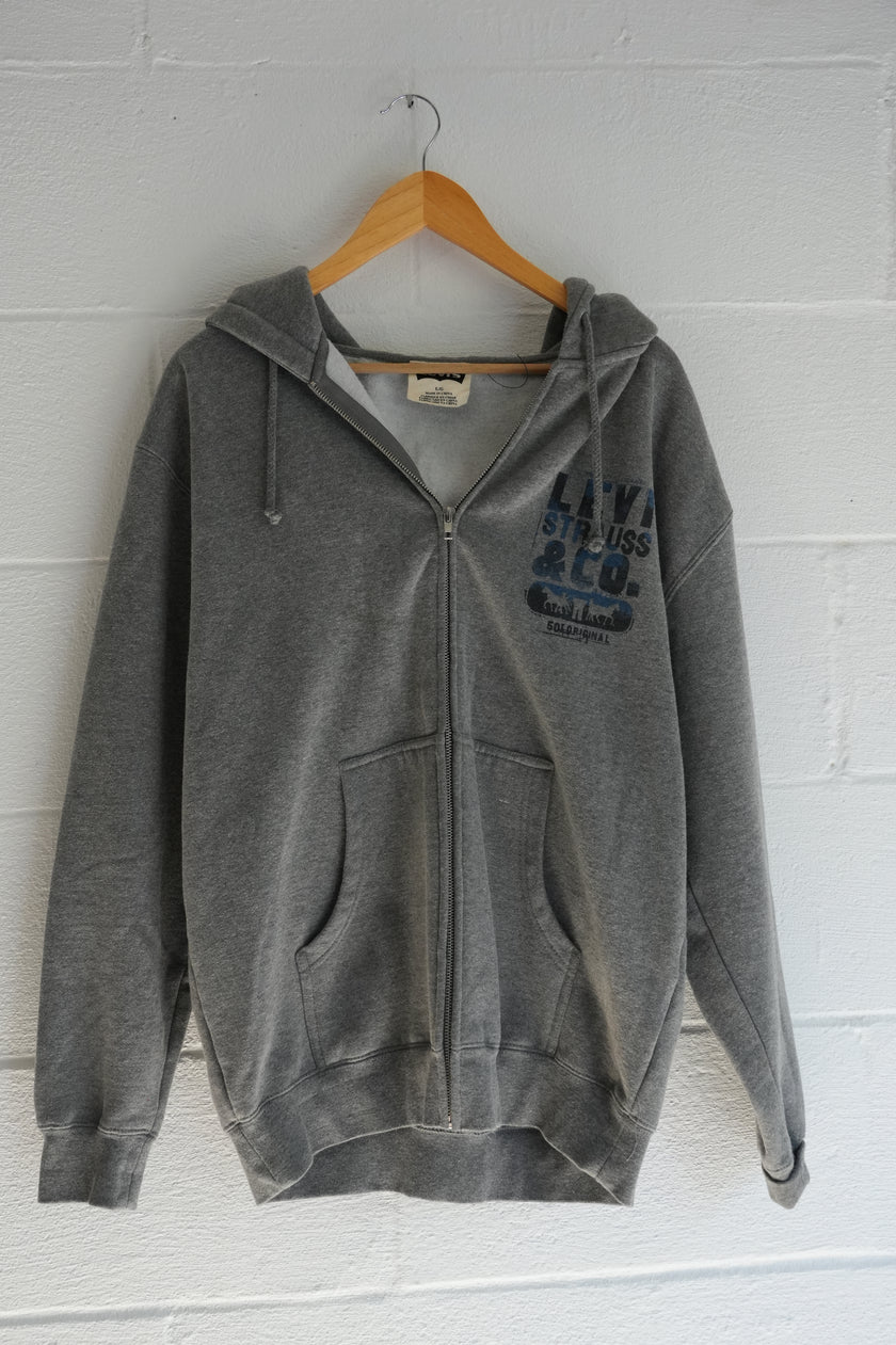 Levi Strauss & Co. Gray Vintage Logo Full-Zip Hoodie Size Large