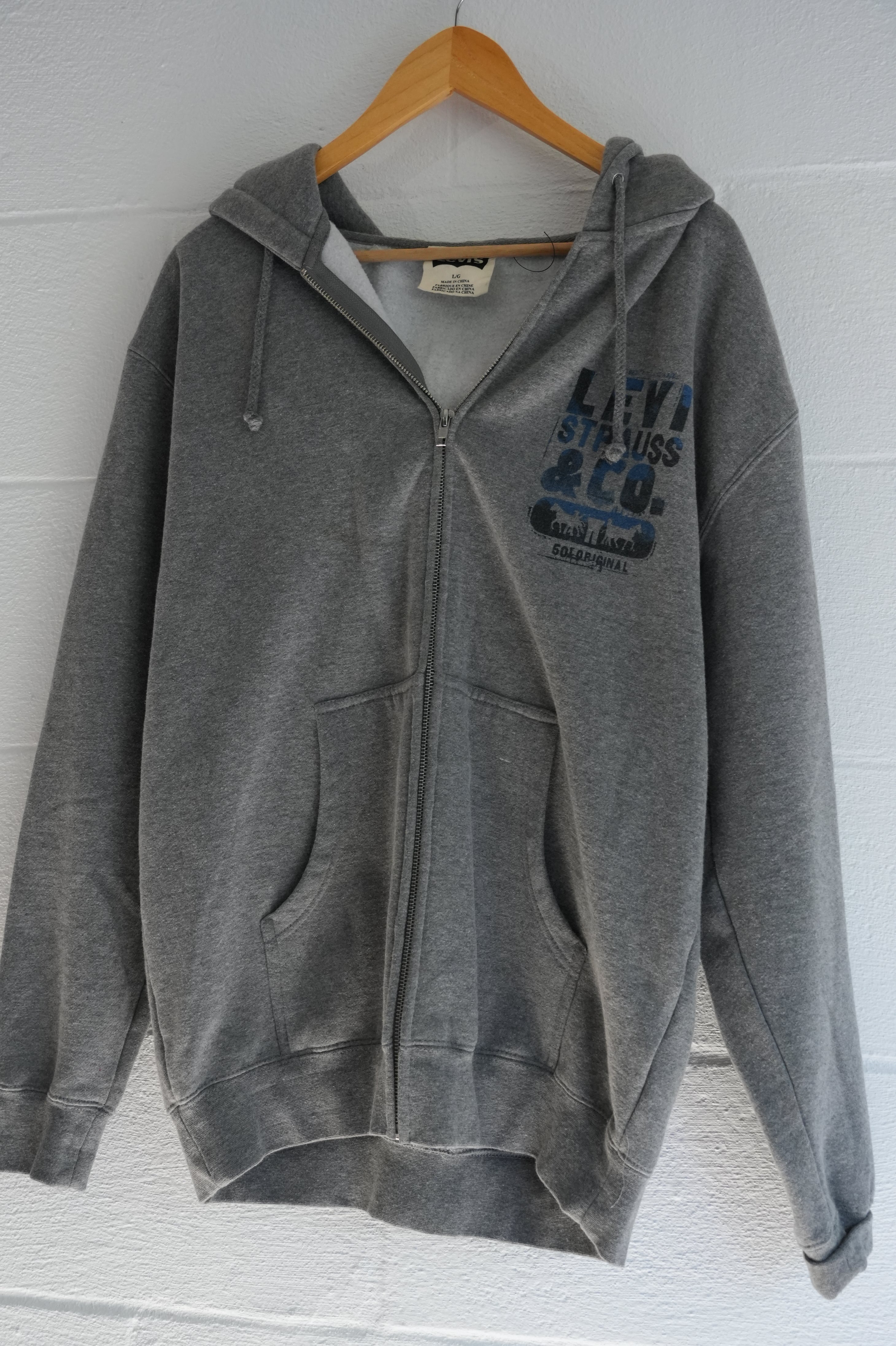 Levi Strauss & Co. Gray Vintage Logo Full-Zip Hoodie Size Large