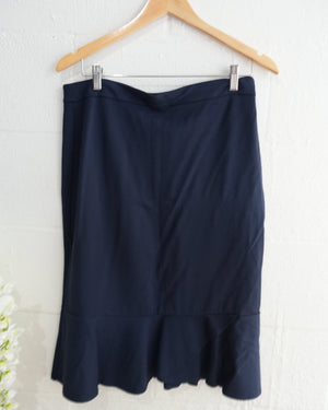 Cato Navy Ruffle Pencil Skirt Size Medium