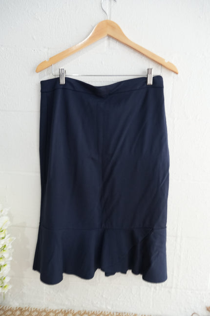 Cato Navy Ruffle Pencil Skirt Size Medium