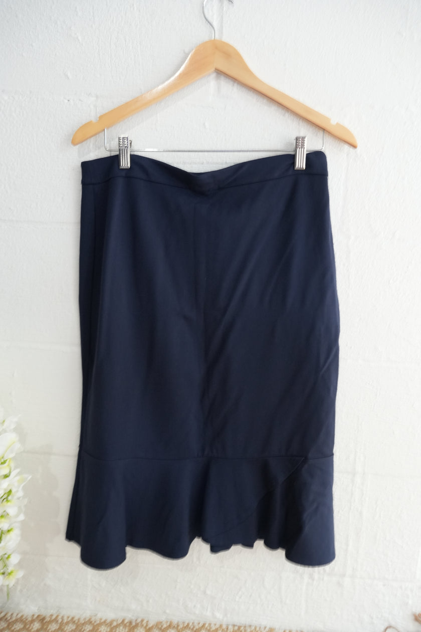 Cato Navy Ruffle Pencil Skirt Size Medium
