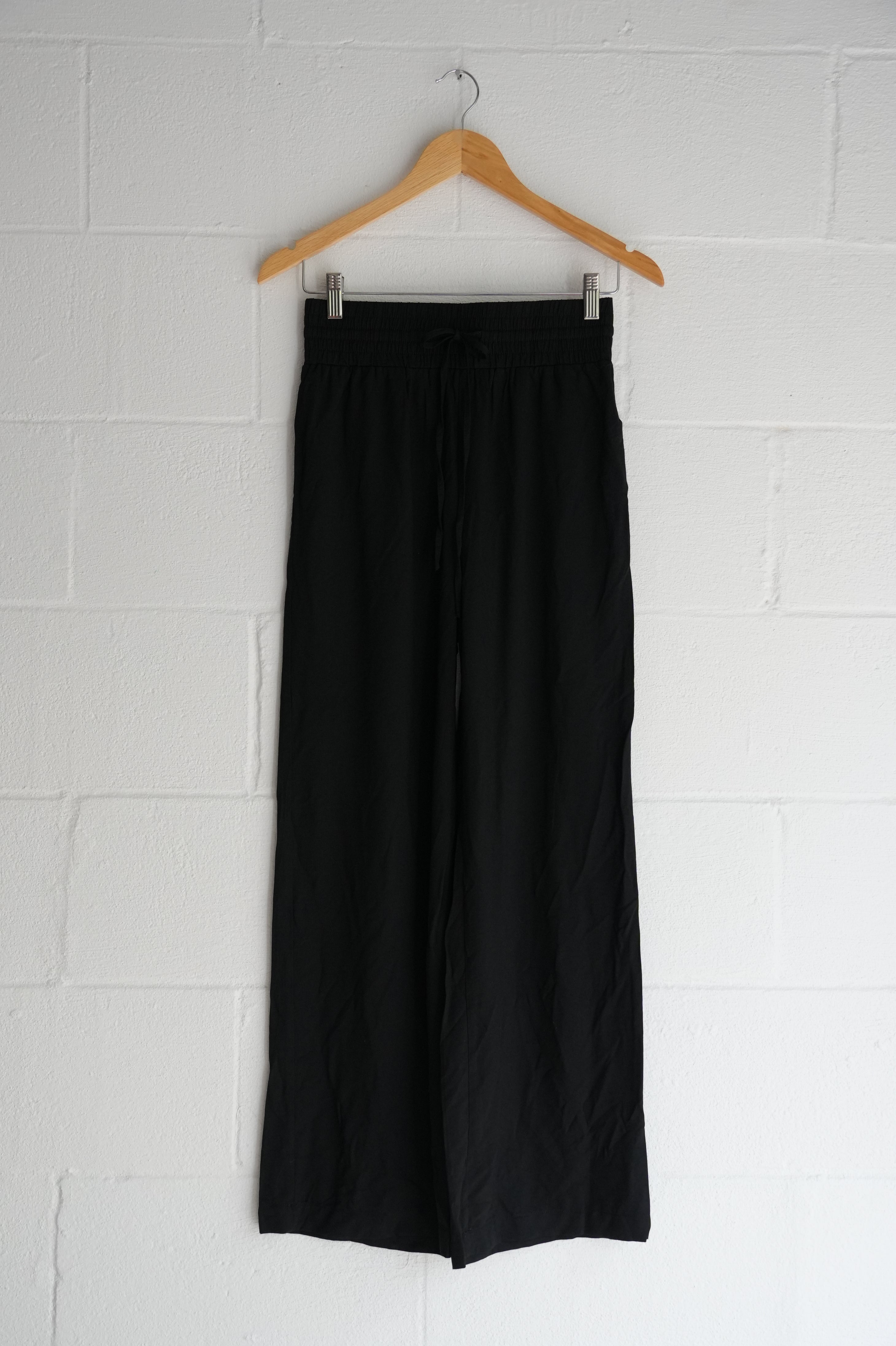 Black Drawstring Wide Leg Pants Size Small