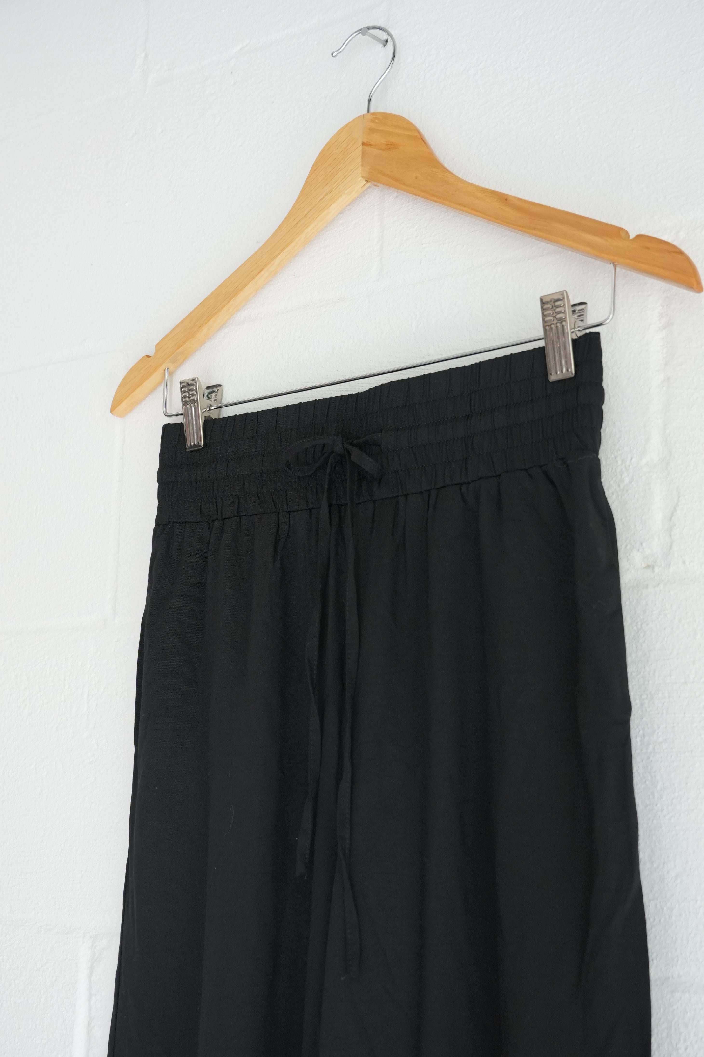 Black Drawstring Wide Leg Pants Size Small