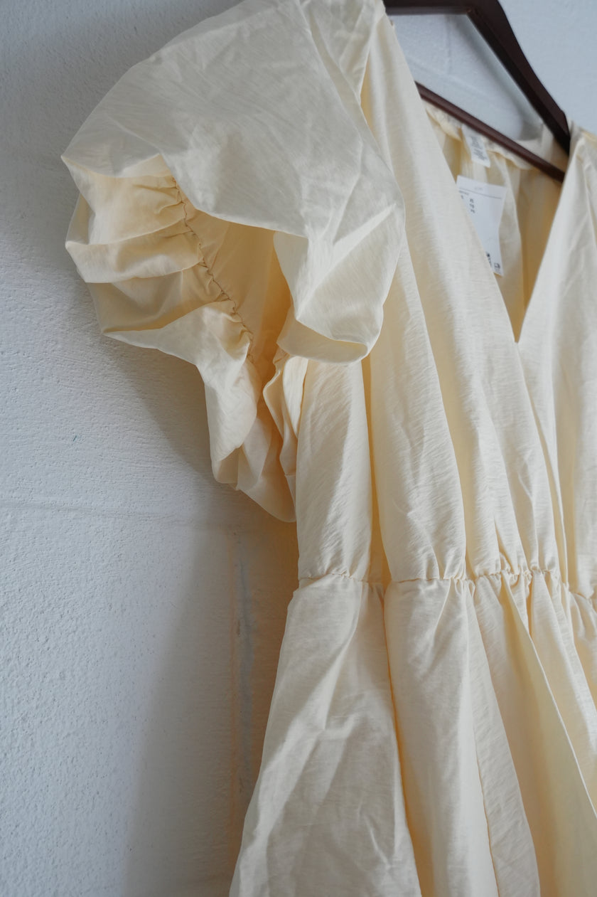 Zara Light Yellow Bubble Mini Dress Size Extra Large