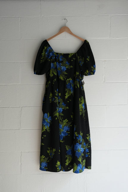 Free Assembly Floral  Puff Sleeve Midi Dress Size Extra Large
