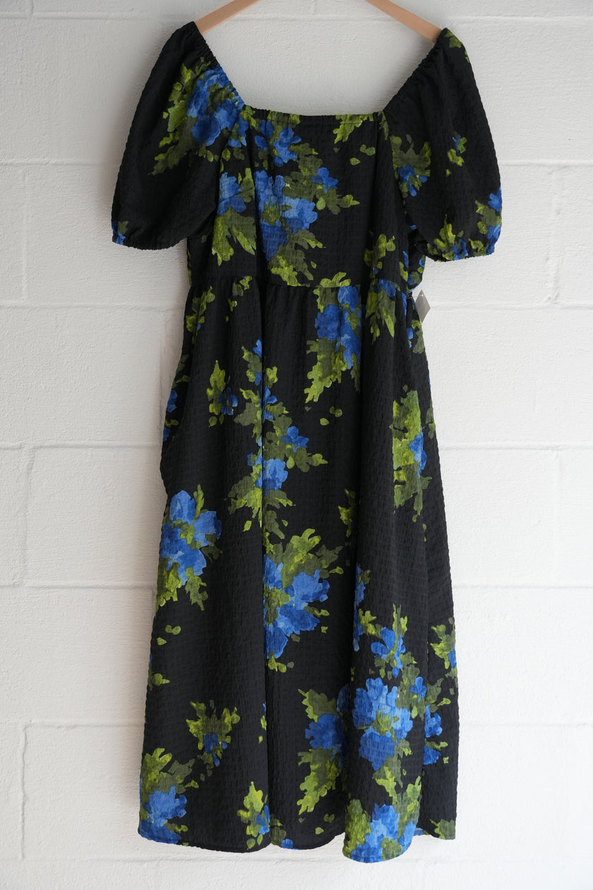 Free Assembly Floral  Puff Sleeve Midi Dress Size Extra Large