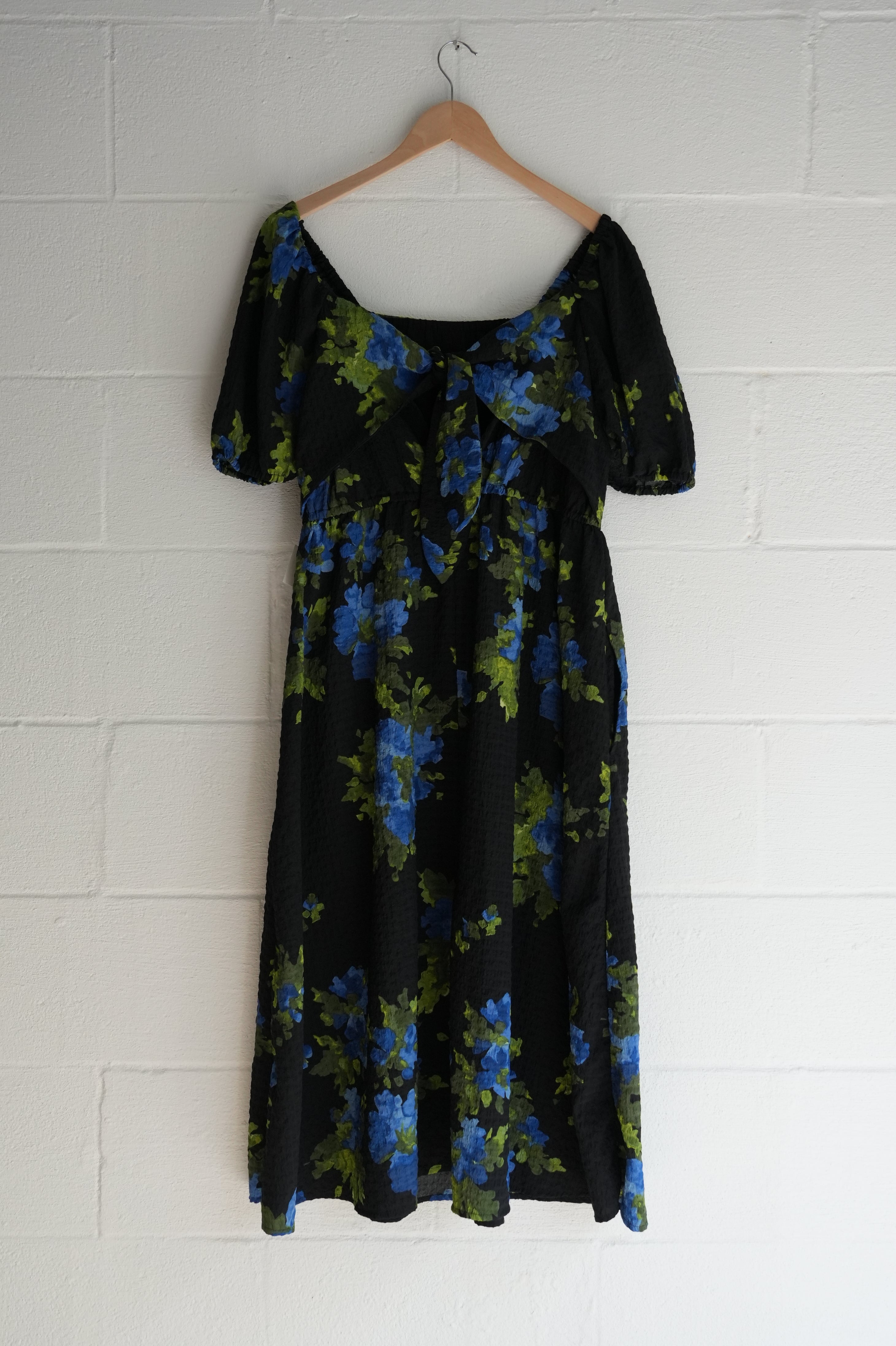 Free Assembly Floral  Puff Sleeve Midi Dress Size Extra Large