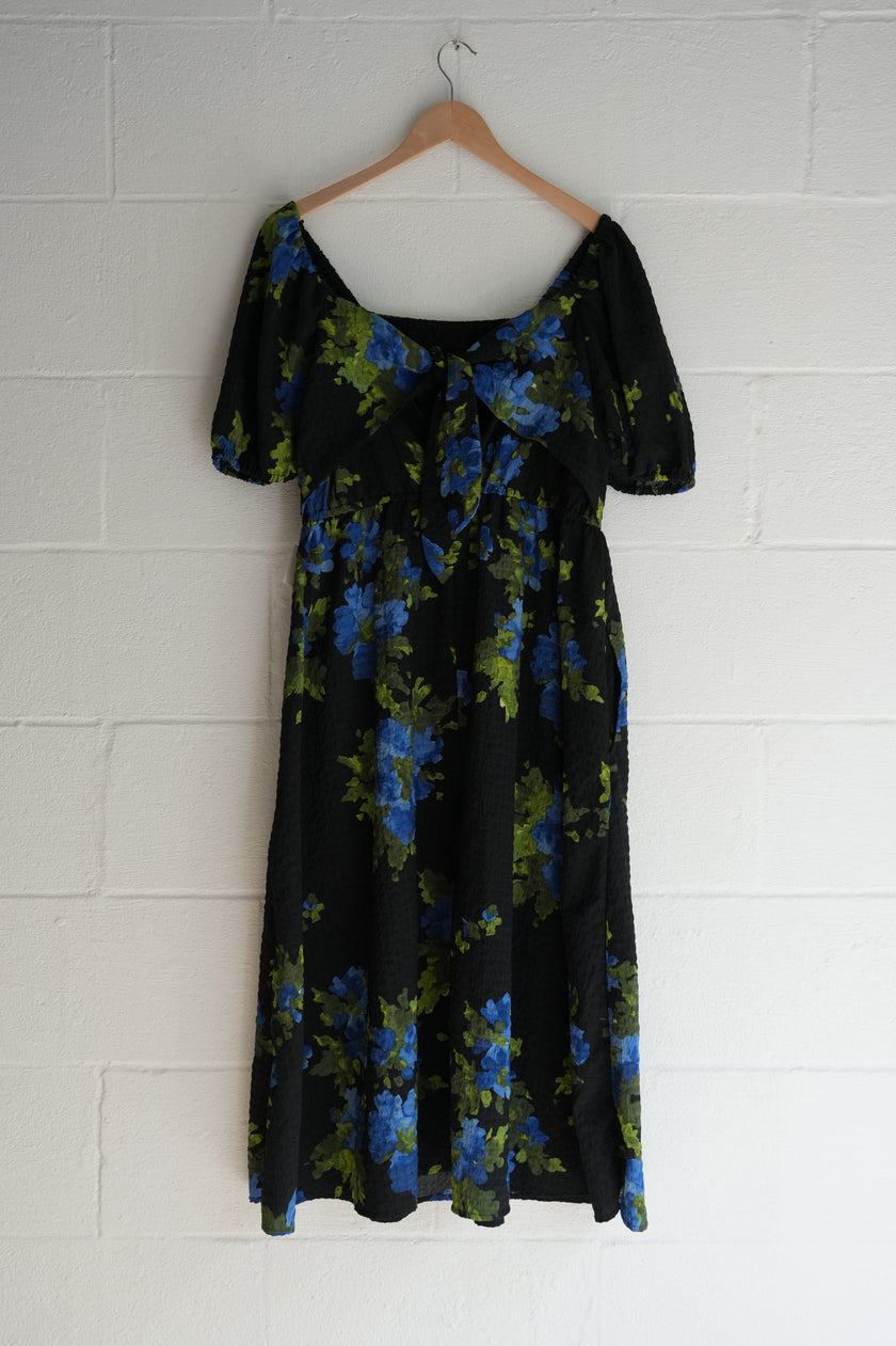Free Assembly Floral  Puff Sleeve Midi Dress Size Extra Large