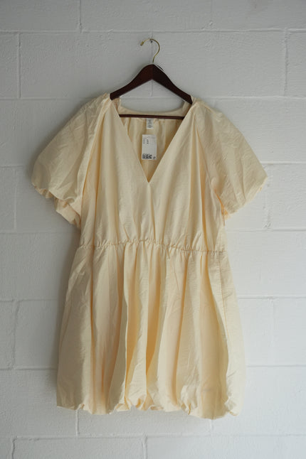 Zara Light Yellow Bubble Mini Dress Size Extra Large