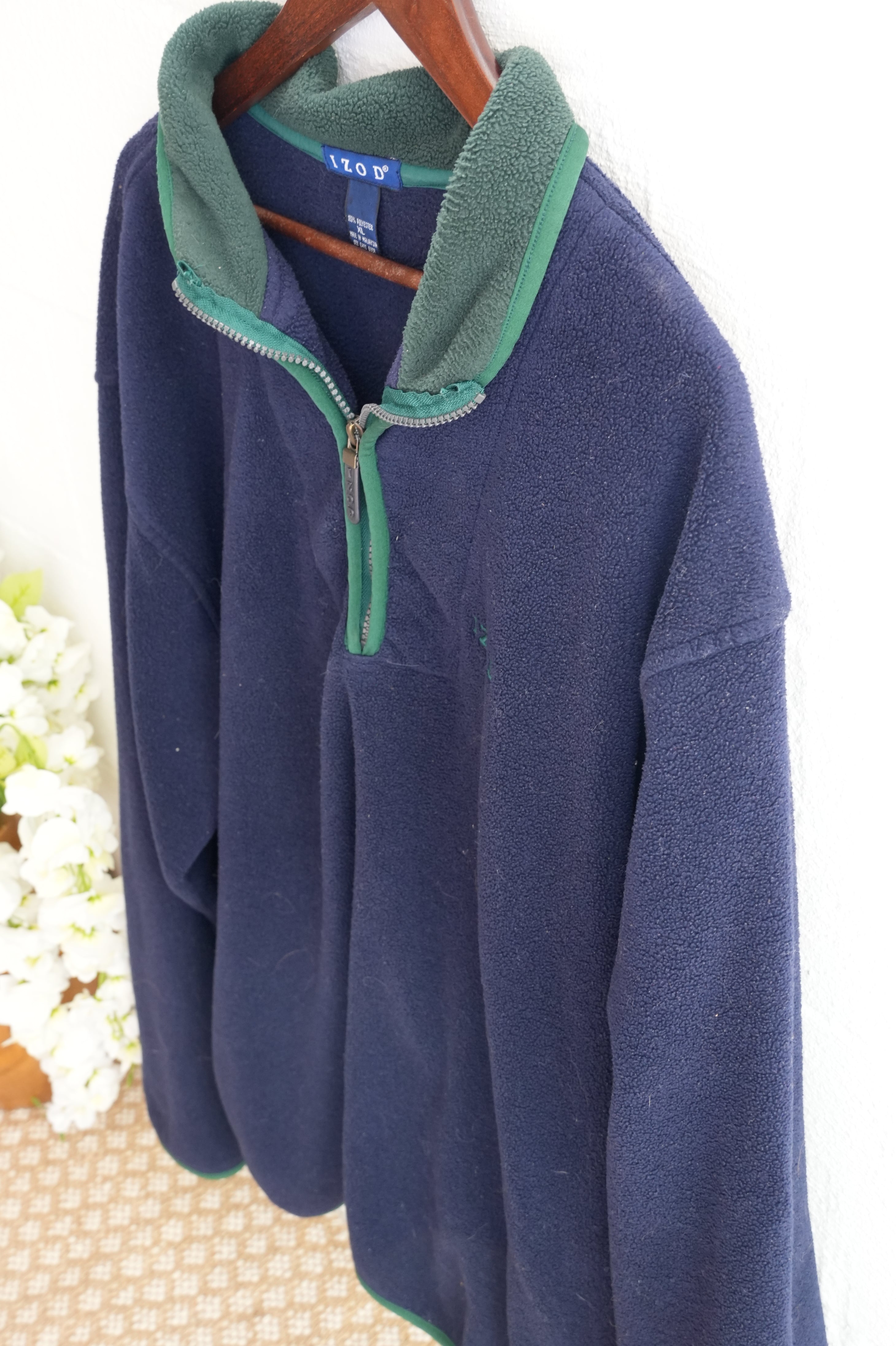 IZOD Navy Blue Fleece Pullover Size Extra Large