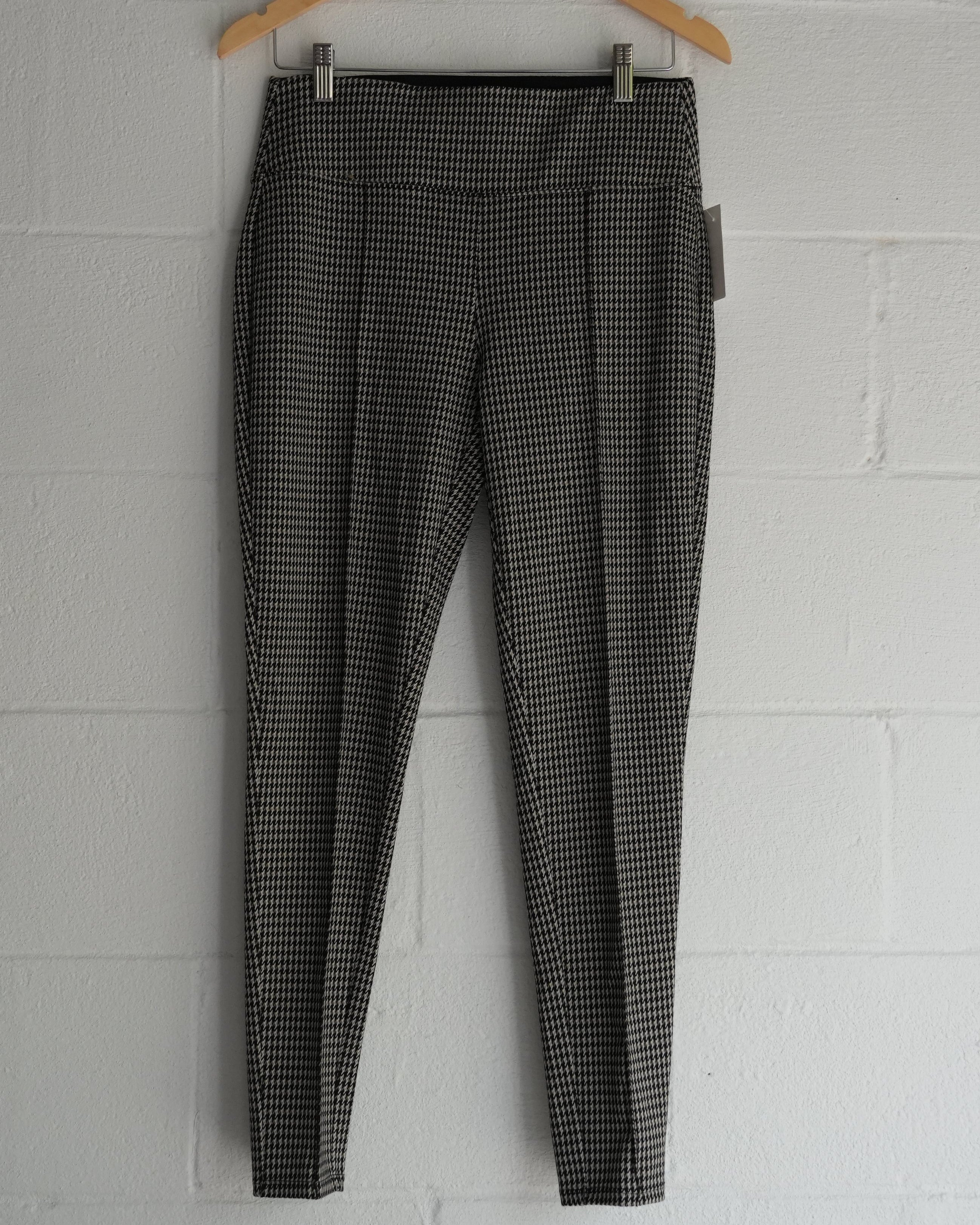 Houndstooth Pleated Slim Leg Trousers Size Medium