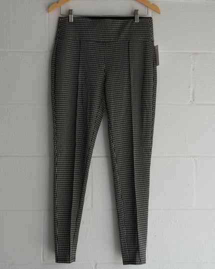 Houndstooth Pleated Slim Leg Trousers Size Medium