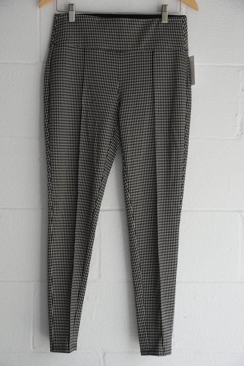 Houndstooth Pleated Slim Leg Trousers Size Medium