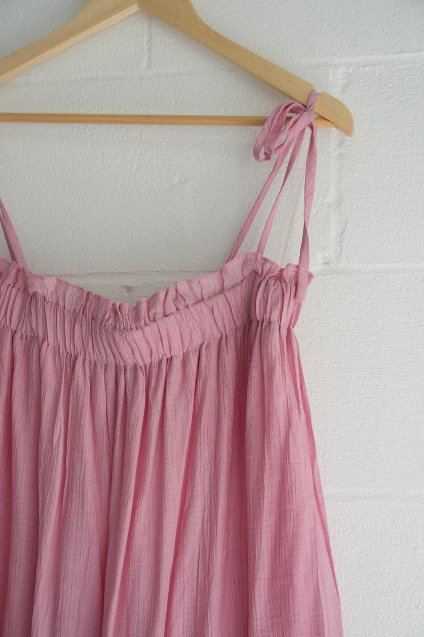 Pink Tiered Spaghetti Strap Maxi Dress Size