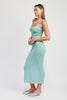 MAXI DRESS WITH ROSETTE STRAP DETAIL