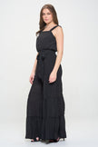 Plus Sizes ELASTIC STRAP TIERED JUMPSUIT