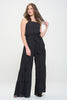 Plus Sizes ELASTIC STRAP TIERED JUMPSUIT