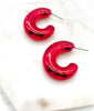 Red Chrome Acrylic Hoop Earrings