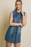 Denim Tank Dress with Waist Tie