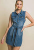 Denim Tank Dress with Waist Tie