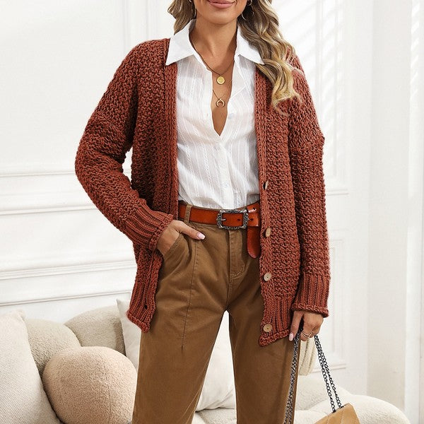 Oversized Chunky Cable Knit Cardigan