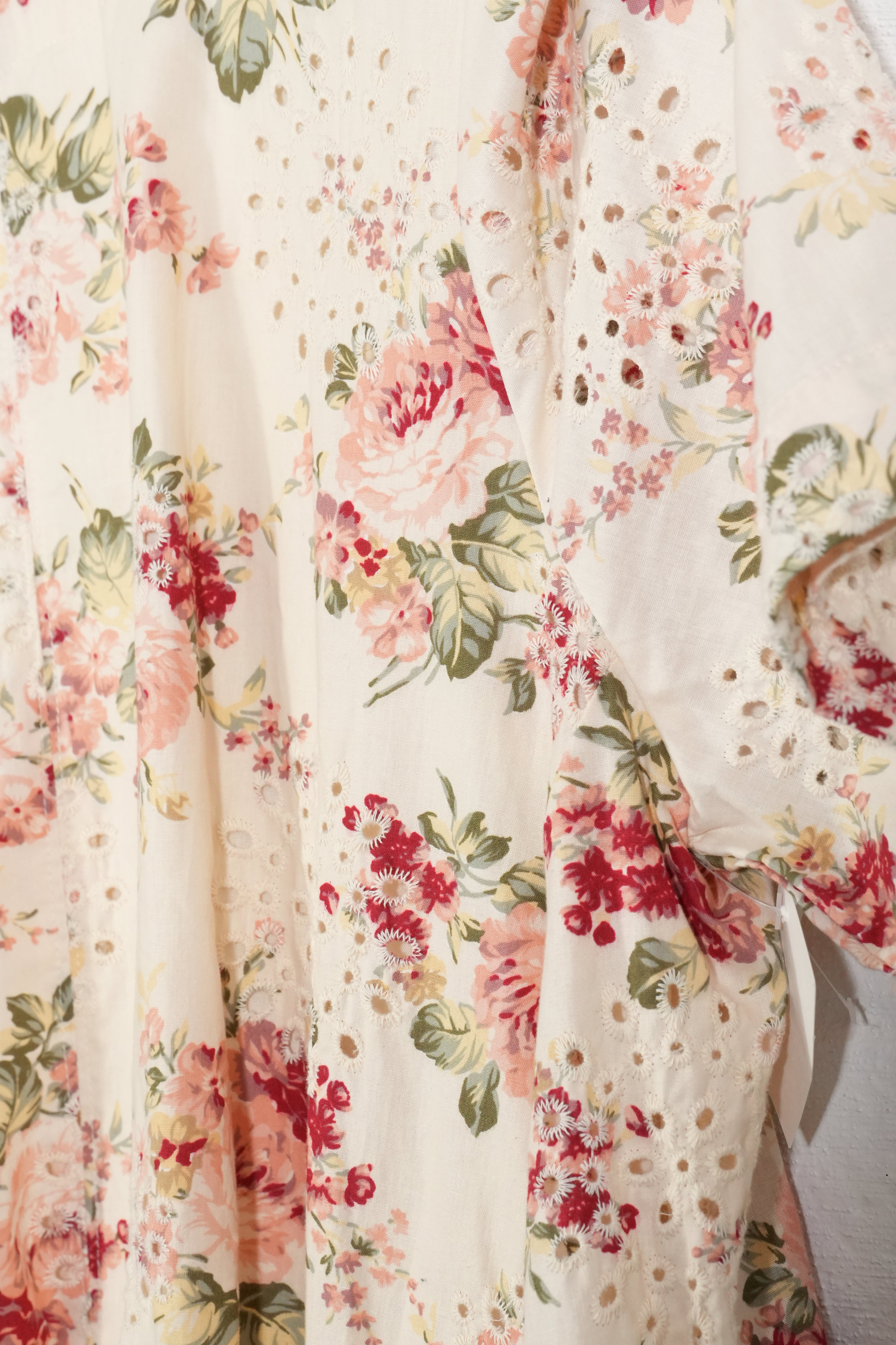 Hippington Camden Dress Women Large Cream Floral Eyelet Short Sleeve Mini
