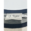 J. Taylor Sweater Dress Womens Medium Black Striped Polka Dot Knit 3/4 Sleeve
