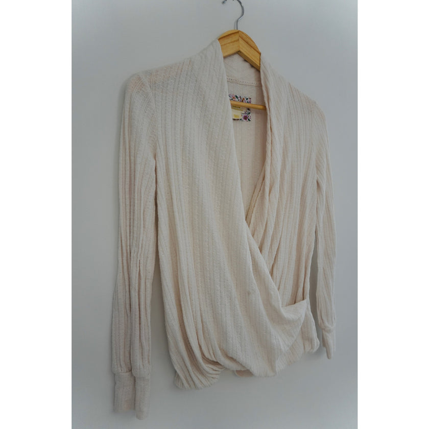 Maeve by Anthropologie Ivory Surplice Sweater Size Small