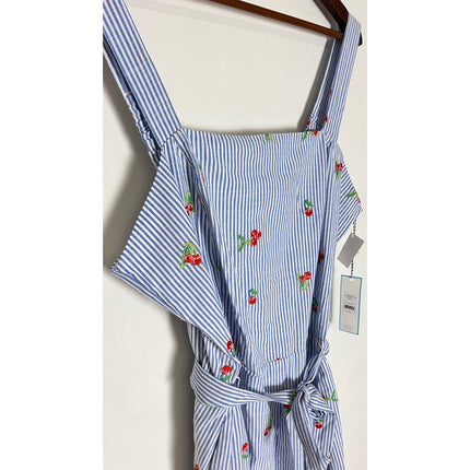 Blue and white Embroidered Cherry Dress Size X-Large