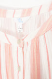 Time and Tru Double Cloth Midi Dress Women Large Coral Peony Striped Button
