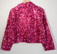 Kika Vargas Jacket Women Medium Pink Floral Chrysanthemum Button Front Cropped