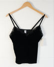 Hillard & Hanson Camisole Women Medium Black Velvet Lace Sequin Trim Strappy Top