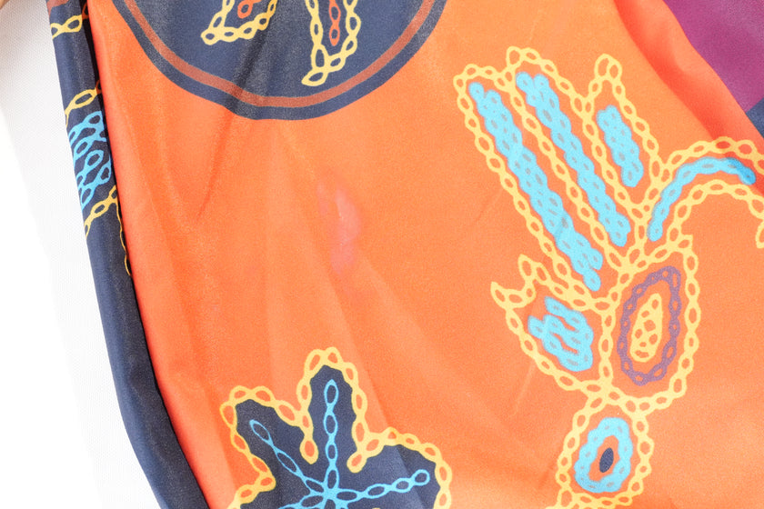 Abstract Print Maxi Dress Women Medium Orange Geometric Sleeveless