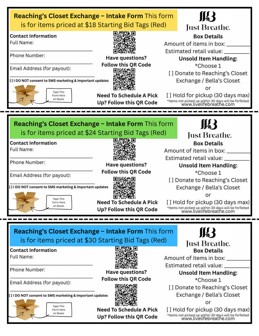 Reaching's Closet Exchange Form