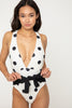 Beachy Keen Polka Dot Tied Plunge One-Piece Swimsuit