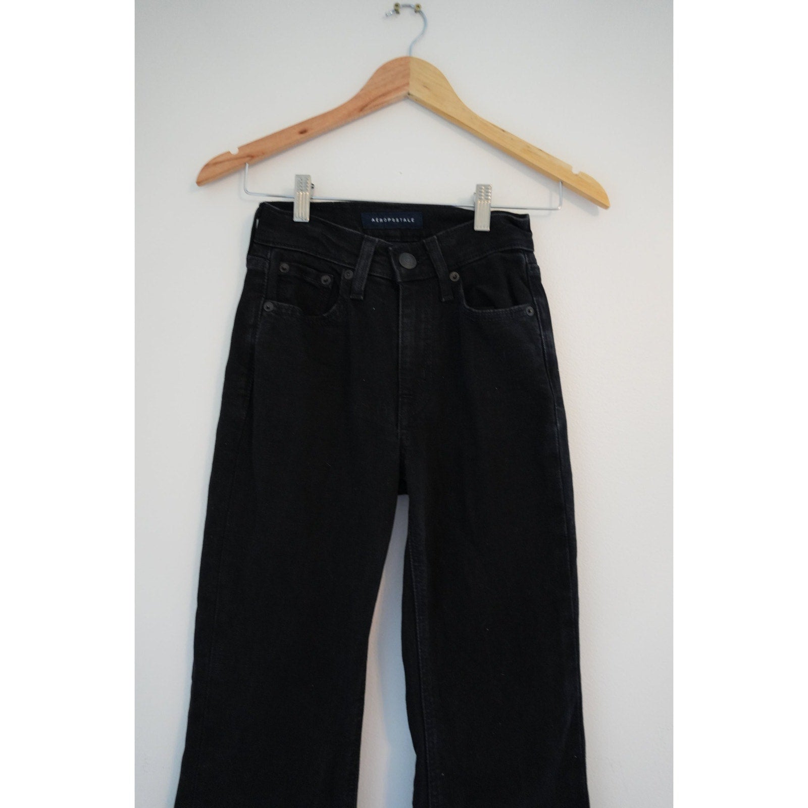 Aeropostale High Rise Flare Black Denim Jeans Size 000