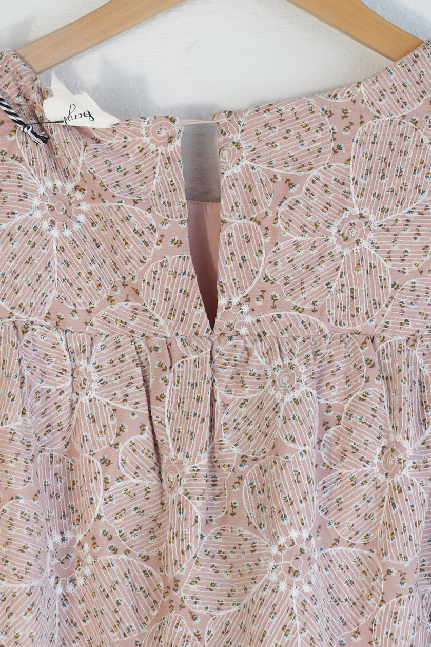 Hippington Mumford Dress Women Large Pink Floral Lace Babydoll Short Sleeve