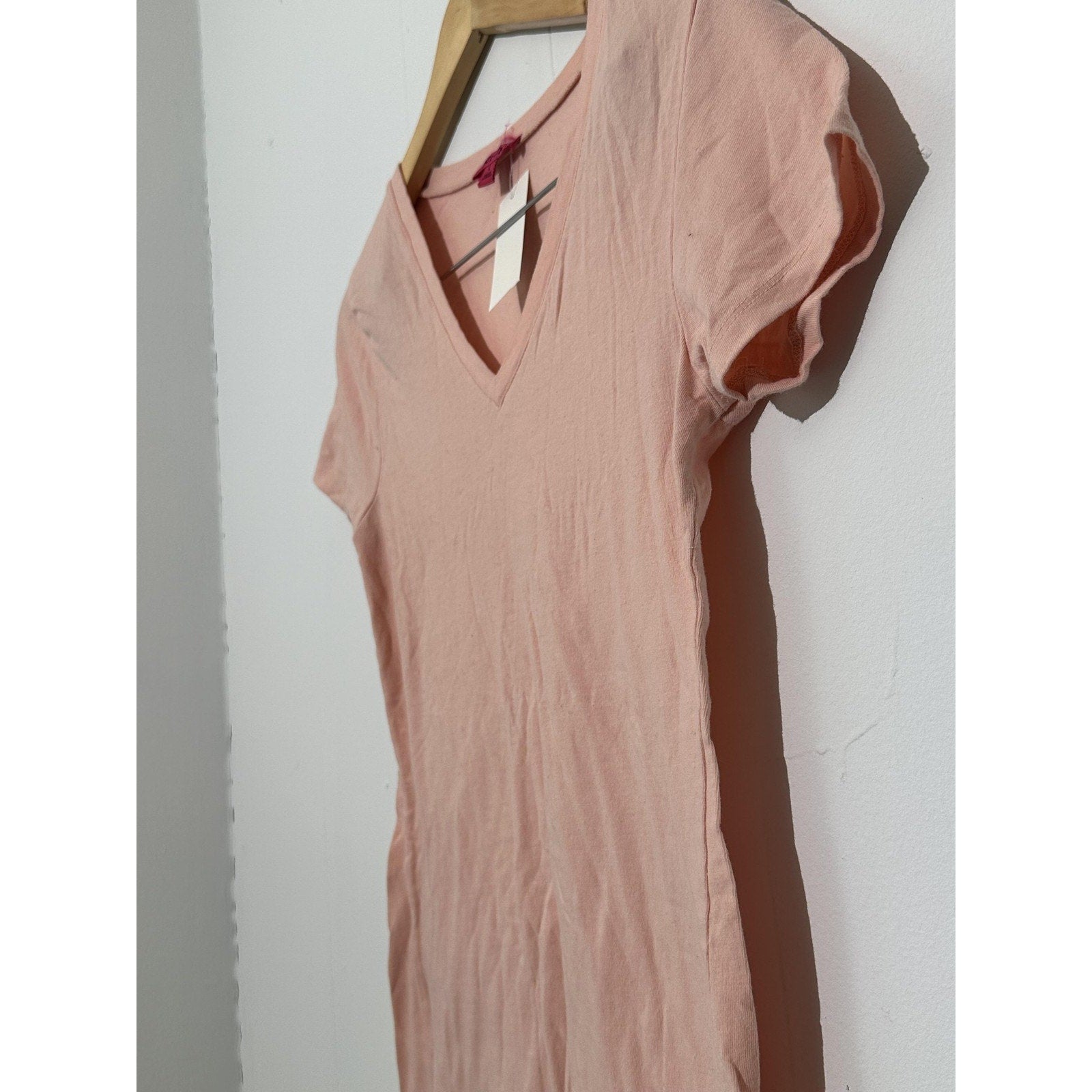 Zenana Shirt Womens Large Pink V Neck Short Sleeve Solid Basic Jersey Tee Top