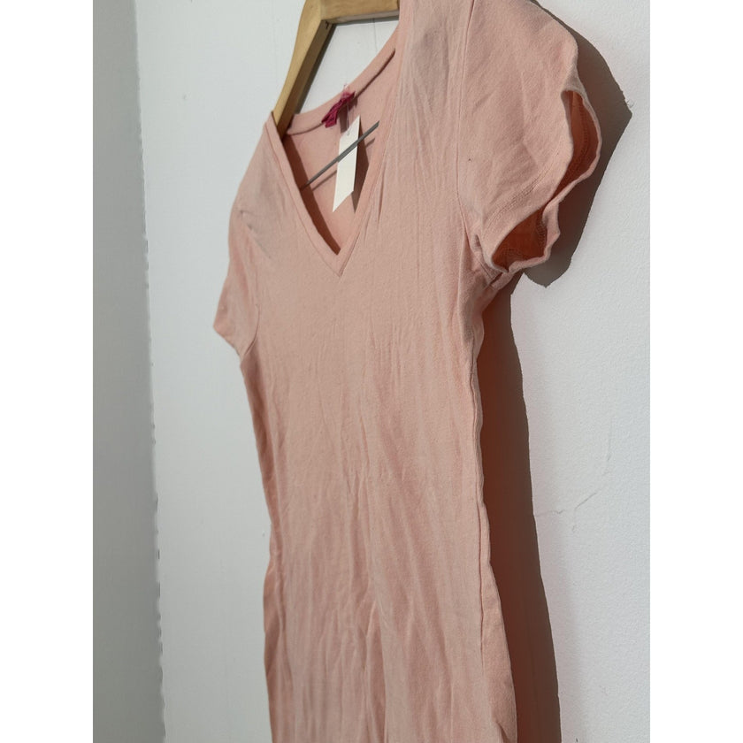 Zenana Shirt Womens Large Pink V Neck Short Sleeve Solid Basic Jersey Tee Top